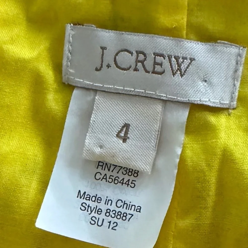 J. Crew Lucille Dress Yellow Floral‎ Lace Overlay Sleeveless Cotton Classic SZ 4
